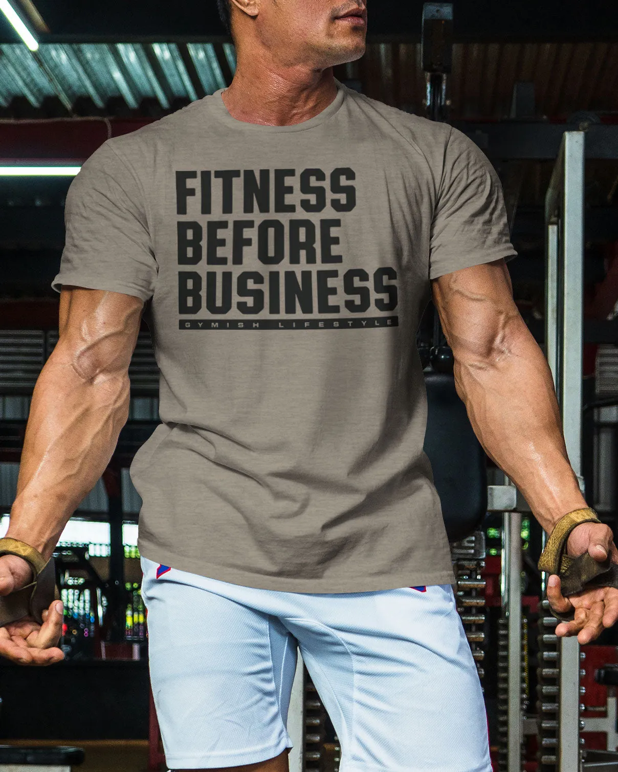 110. Fitness Before Business Funny Motivational Workout Gym T-Shirt for Men