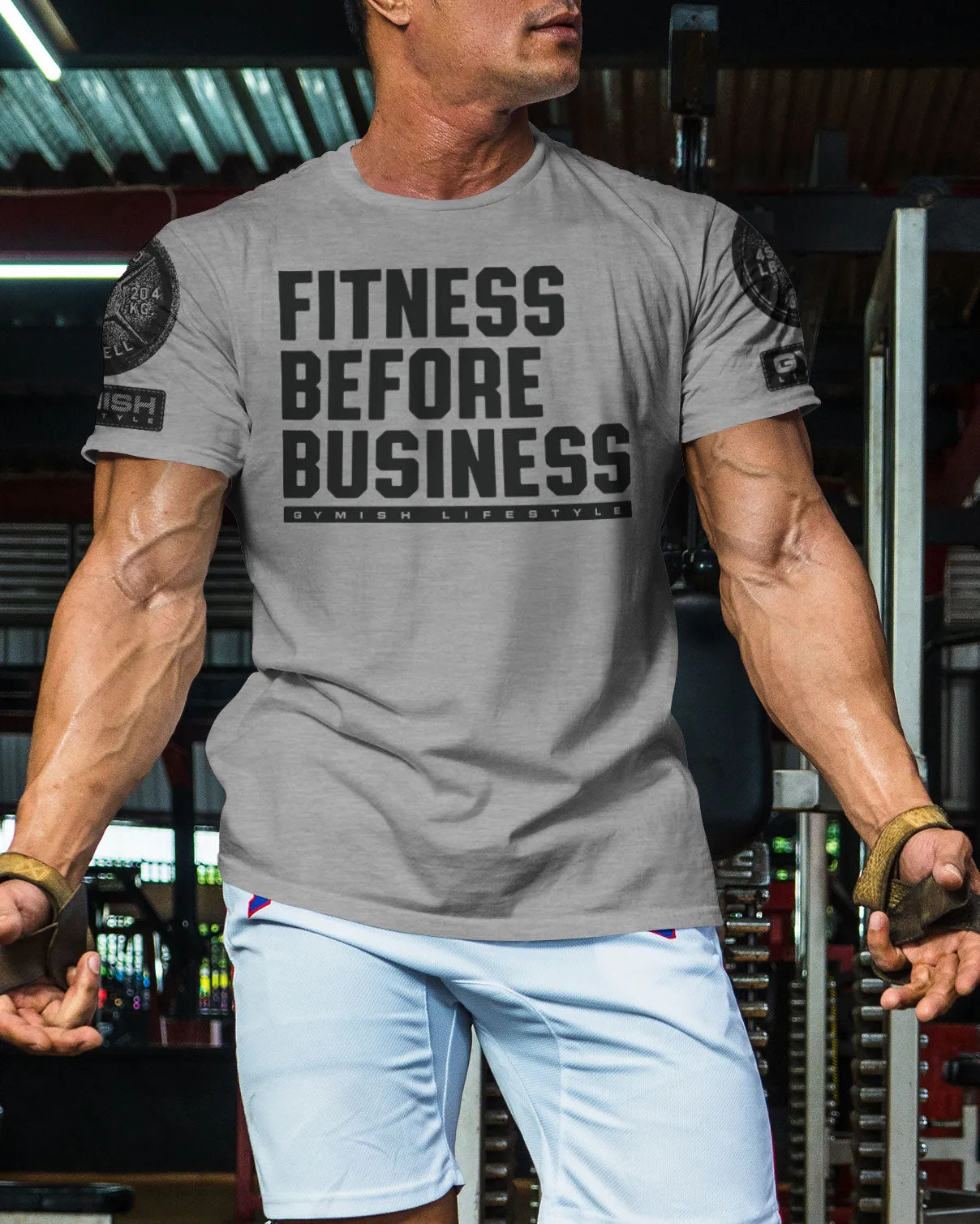 110. Fitness Before Business Funny Motivational Workout Gym T-Shirt for Men