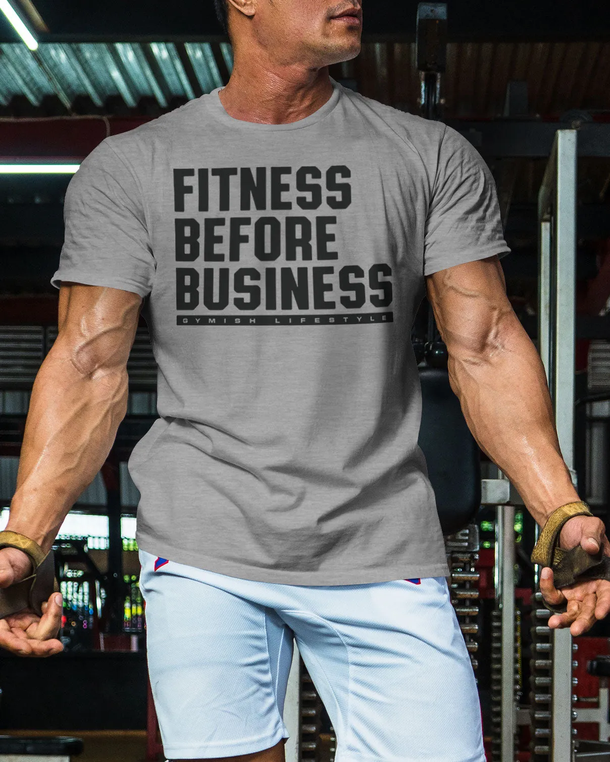 110. Fitness Before Business Funny Motivational Workout Gym T-Shirt for Men