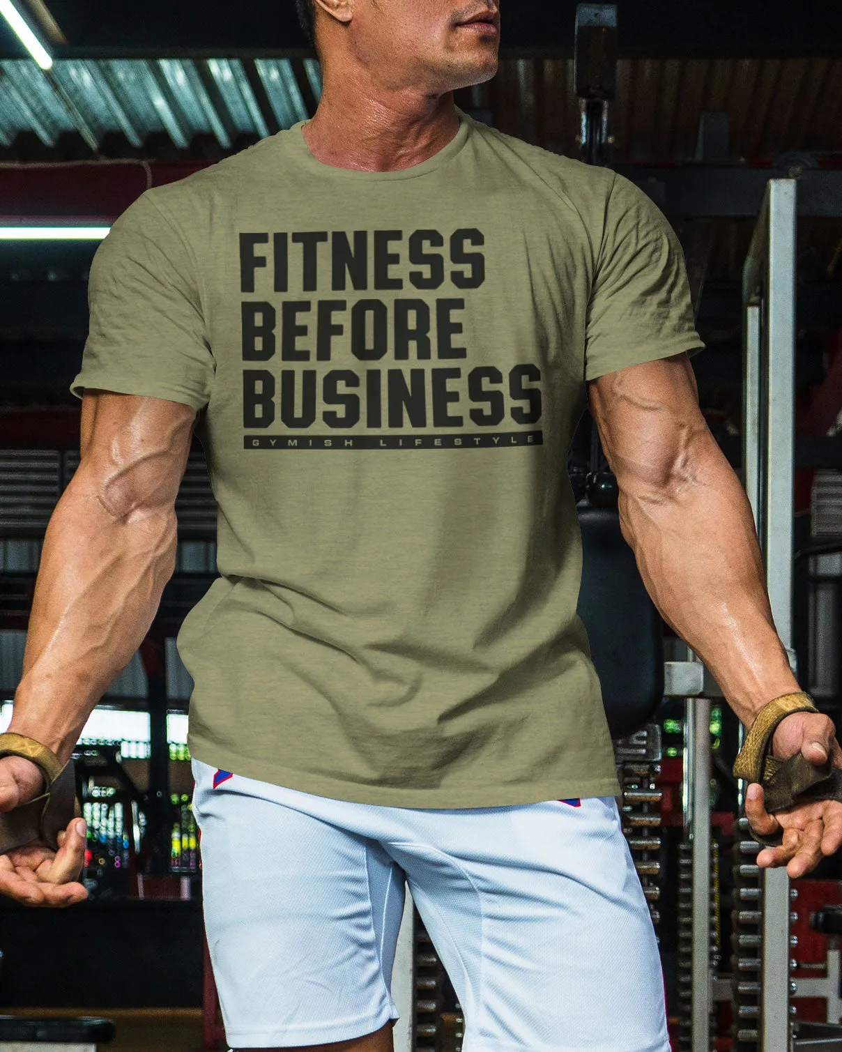 110. Fitness Before Business Funny Motivational Workout Gym T-Shirt for Men