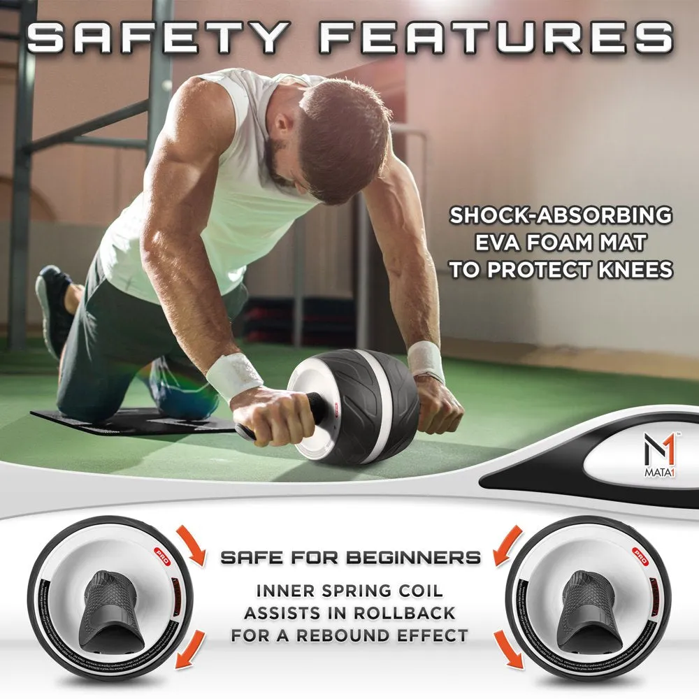 Ab Roller Wheel w/ Knee Pad, Abs & Core Exercise Equipment by Mata1-USA