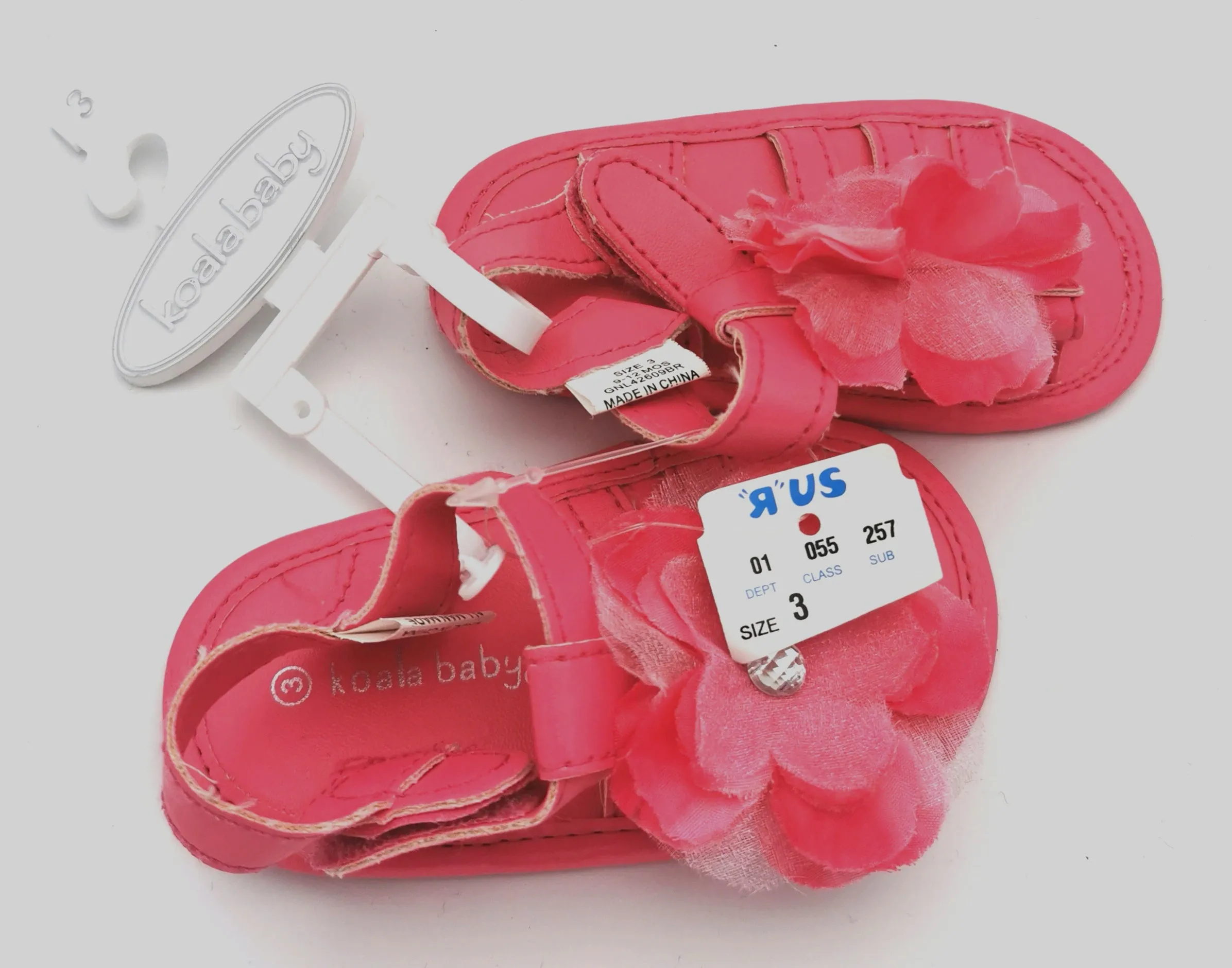 BABY GIRL SIZE 3 TODDLER - KOALA Baby, Soft Crib Sandals, Bright Pink, Floral NWT B13