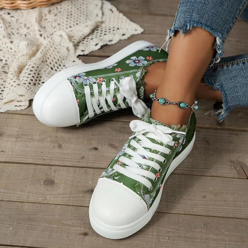 Canvas Trainers Comfortable Low Top Lace Up Walking Shoes
