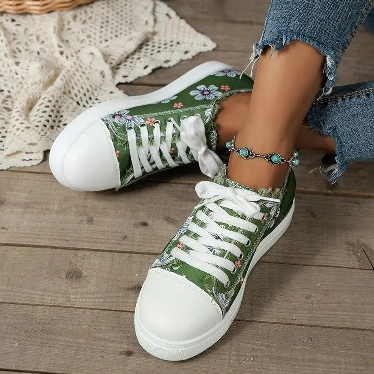 Canvas Trainers Comfortable Low Top Lace Up Walking Shoes