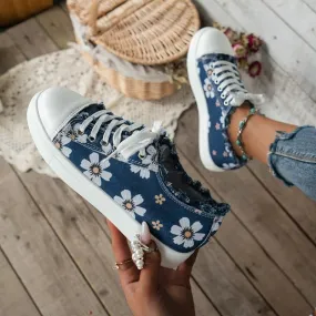 Canvas Trainers Comfortable Low Top Lace Up Walking Shoes