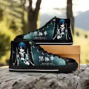 Ciel Kuroshitsuji Black Butler Shoes High Tops Sneakers for Kids and Adults