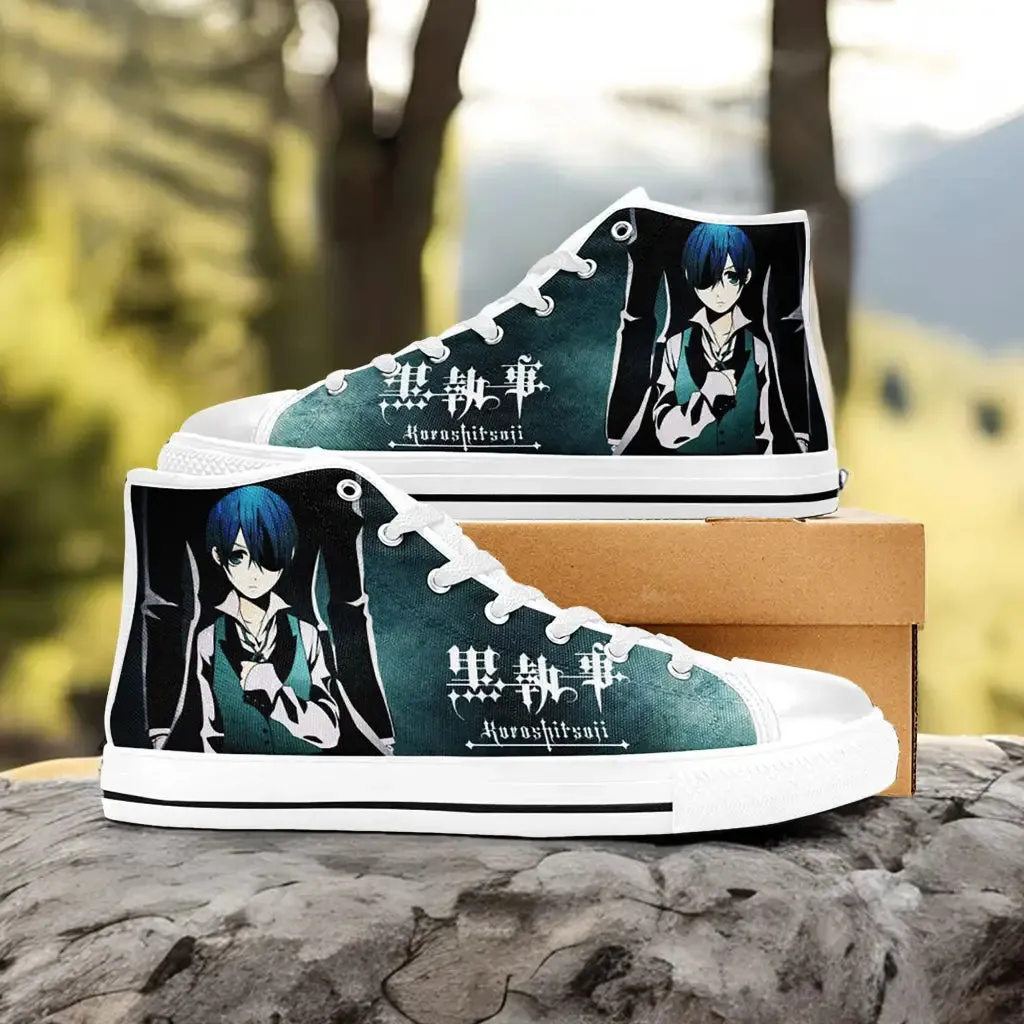 Ciel Kuroshitsuji Black Butler Shoes High Tops Sneakers for Kids and Adults