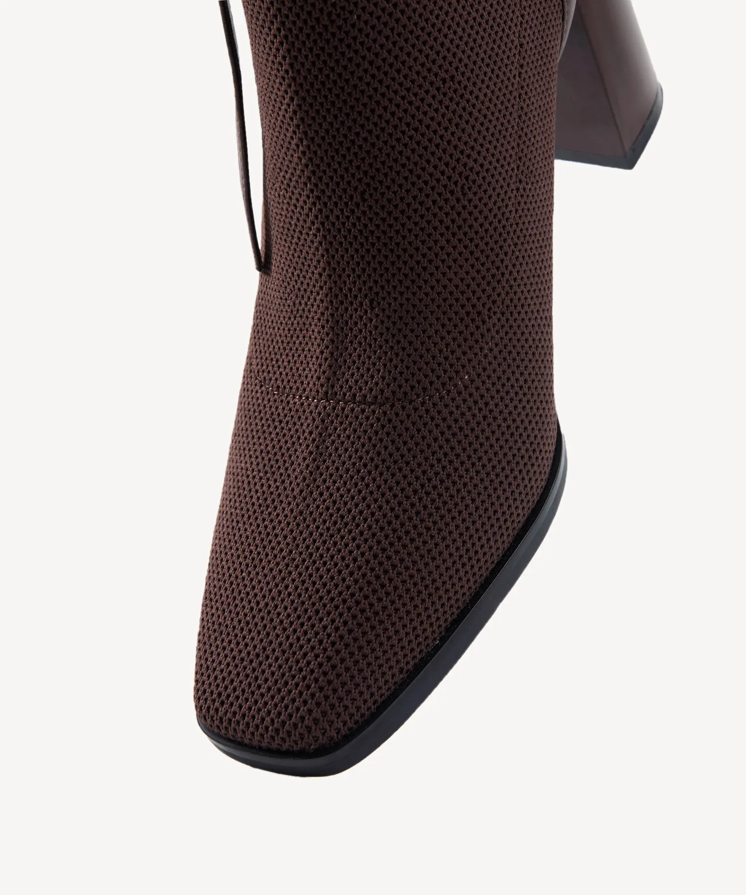 Commute Square Toe Chunky Heeled Ankle Boots  Velvet Black
