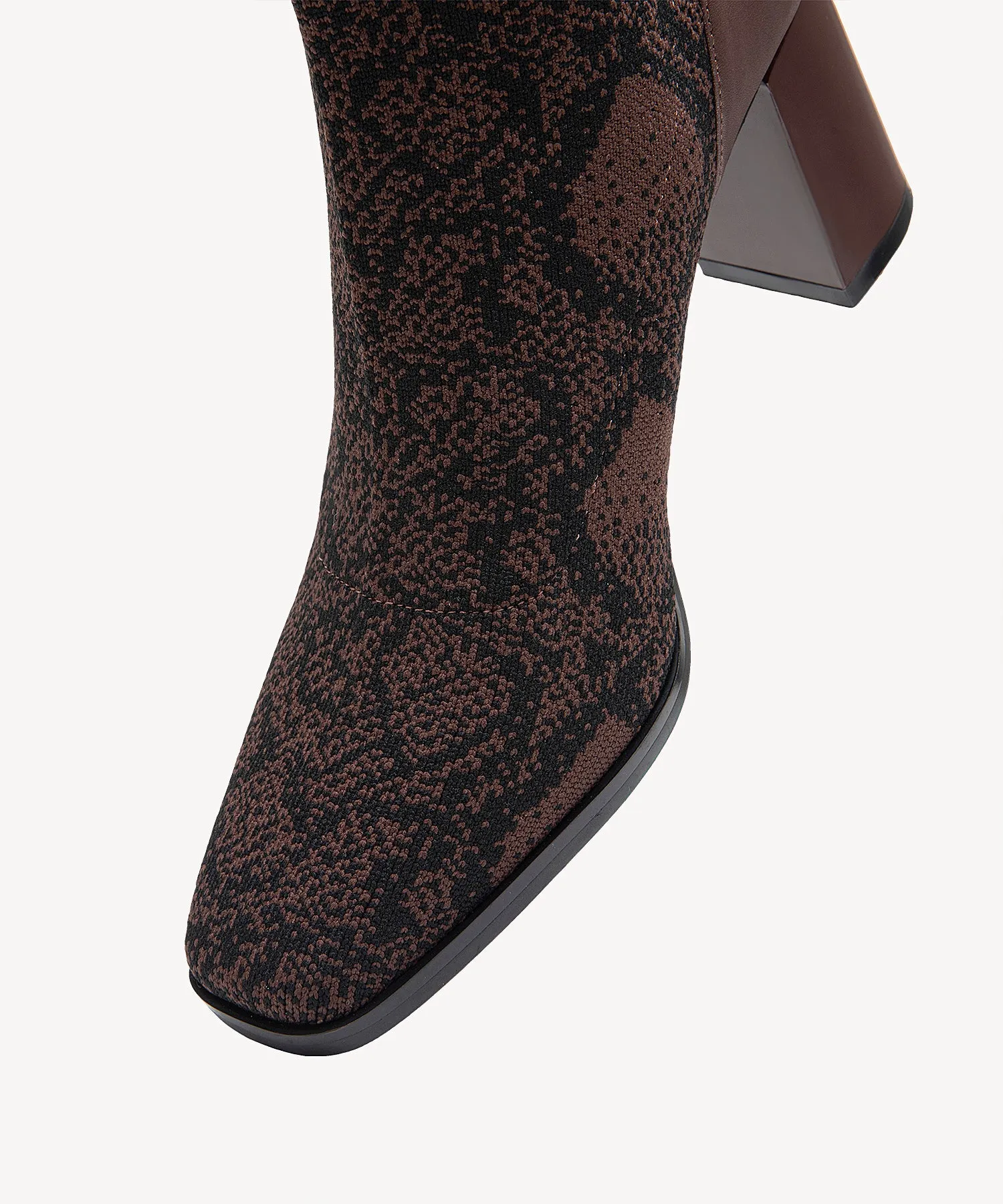 Commute Square Toe Chunky Heeled Ankle Boots  Velvet Black