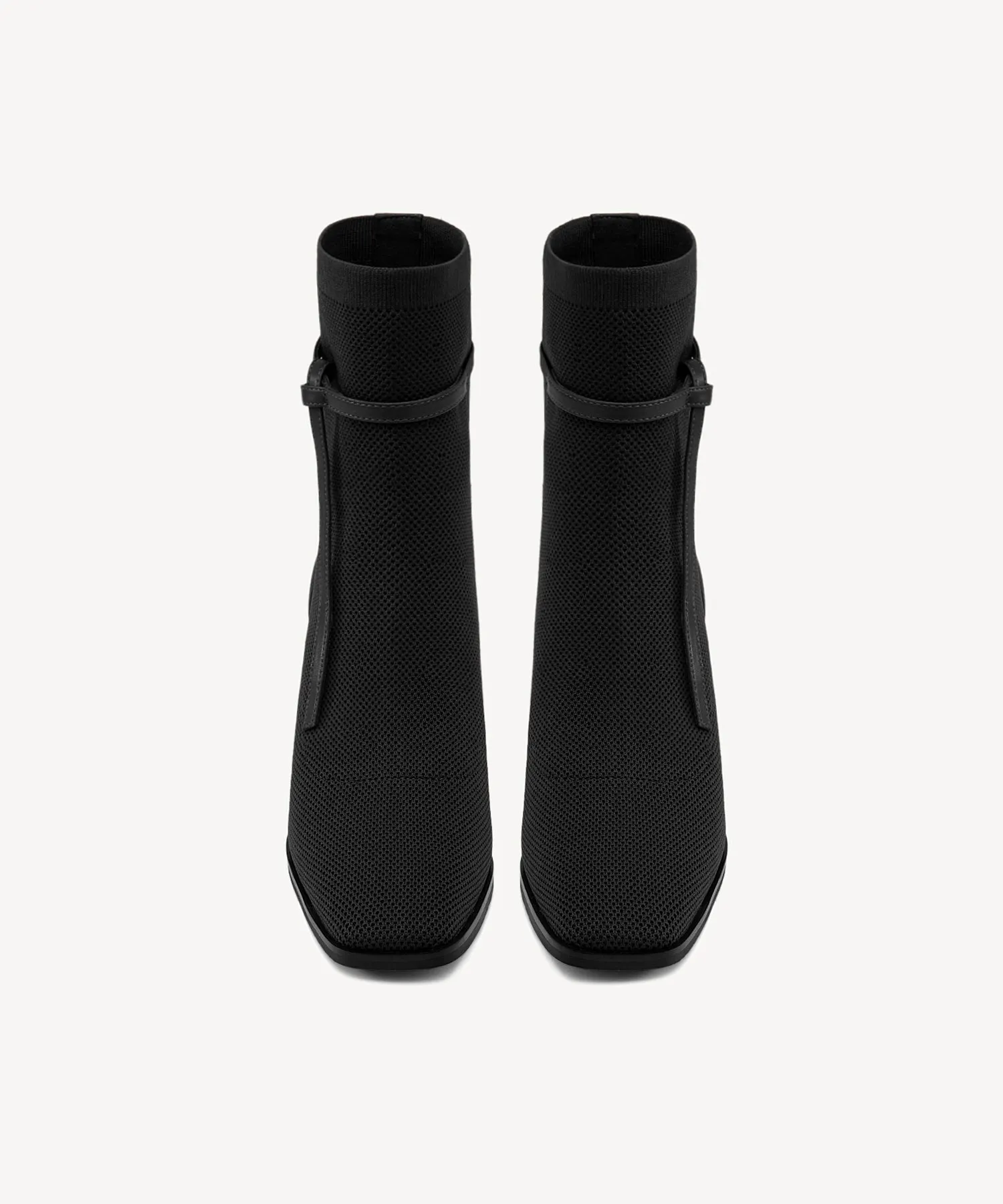 Commute Square Toe Chunky Heeled Ankle Boots  Velvet Black