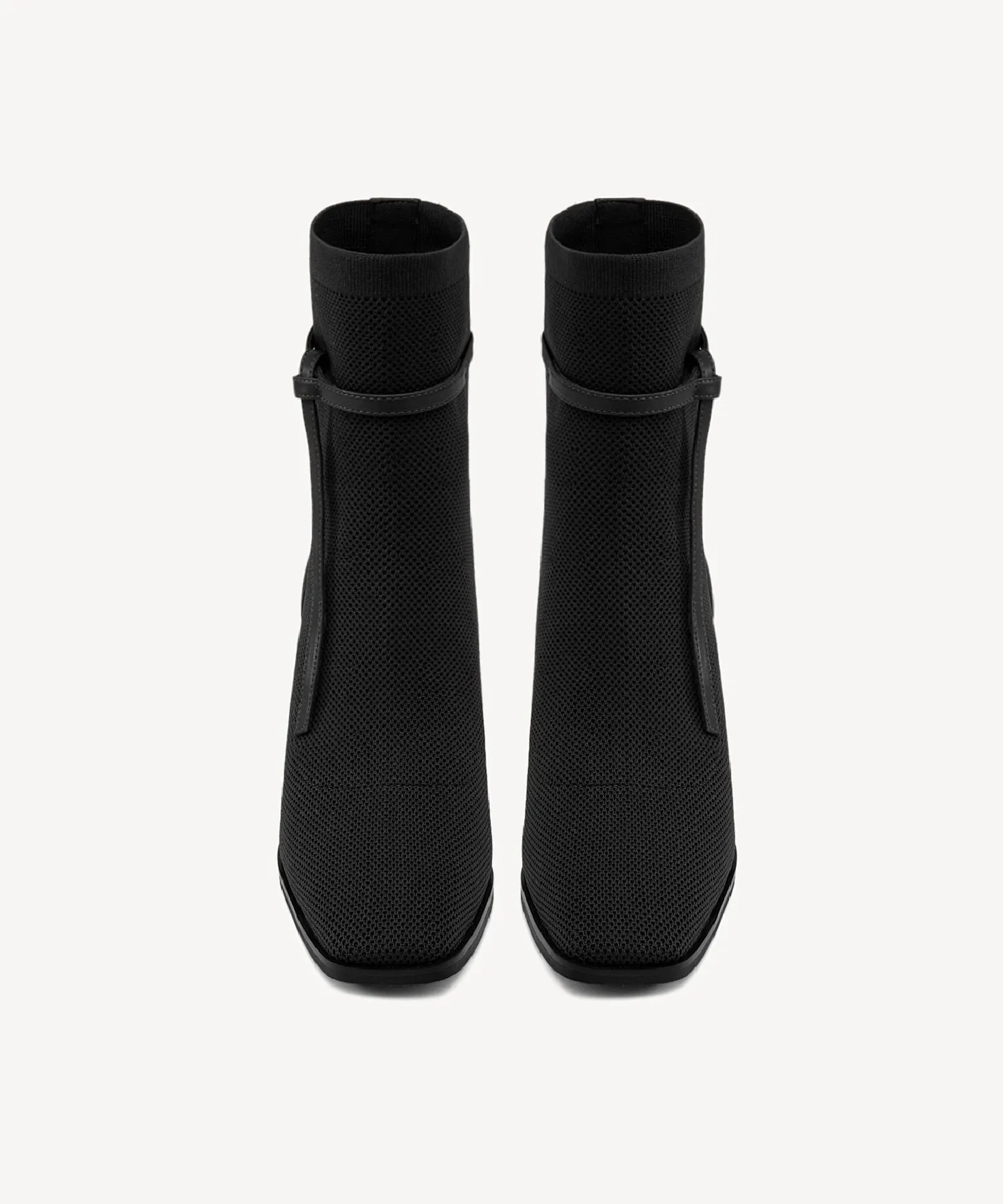 Commute Square Toe Chunky Heeled Ankle Boots  Velvet Black
