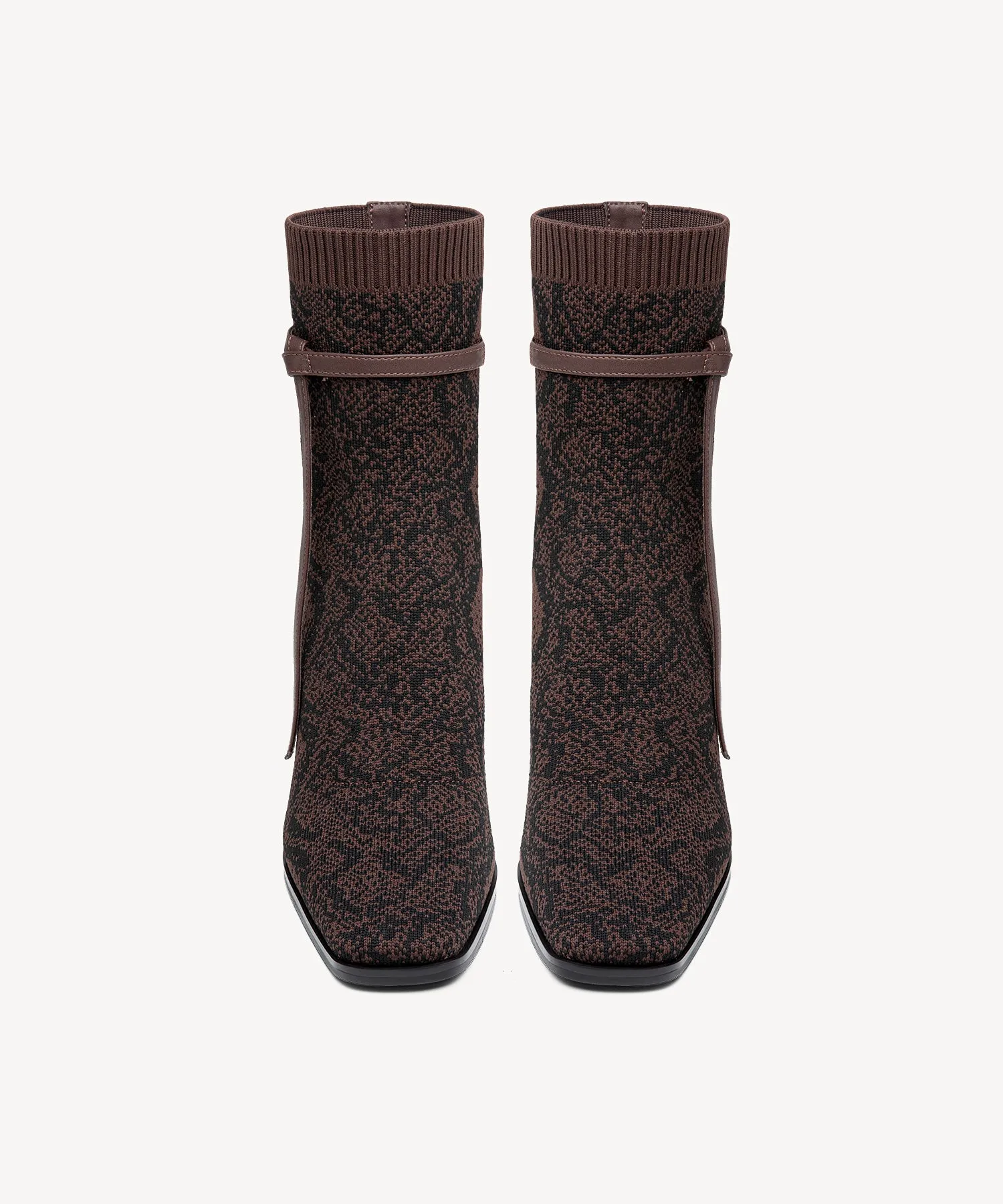 Commute Square Toe Chunky Heeled Ankle Boots  Velvet Black
