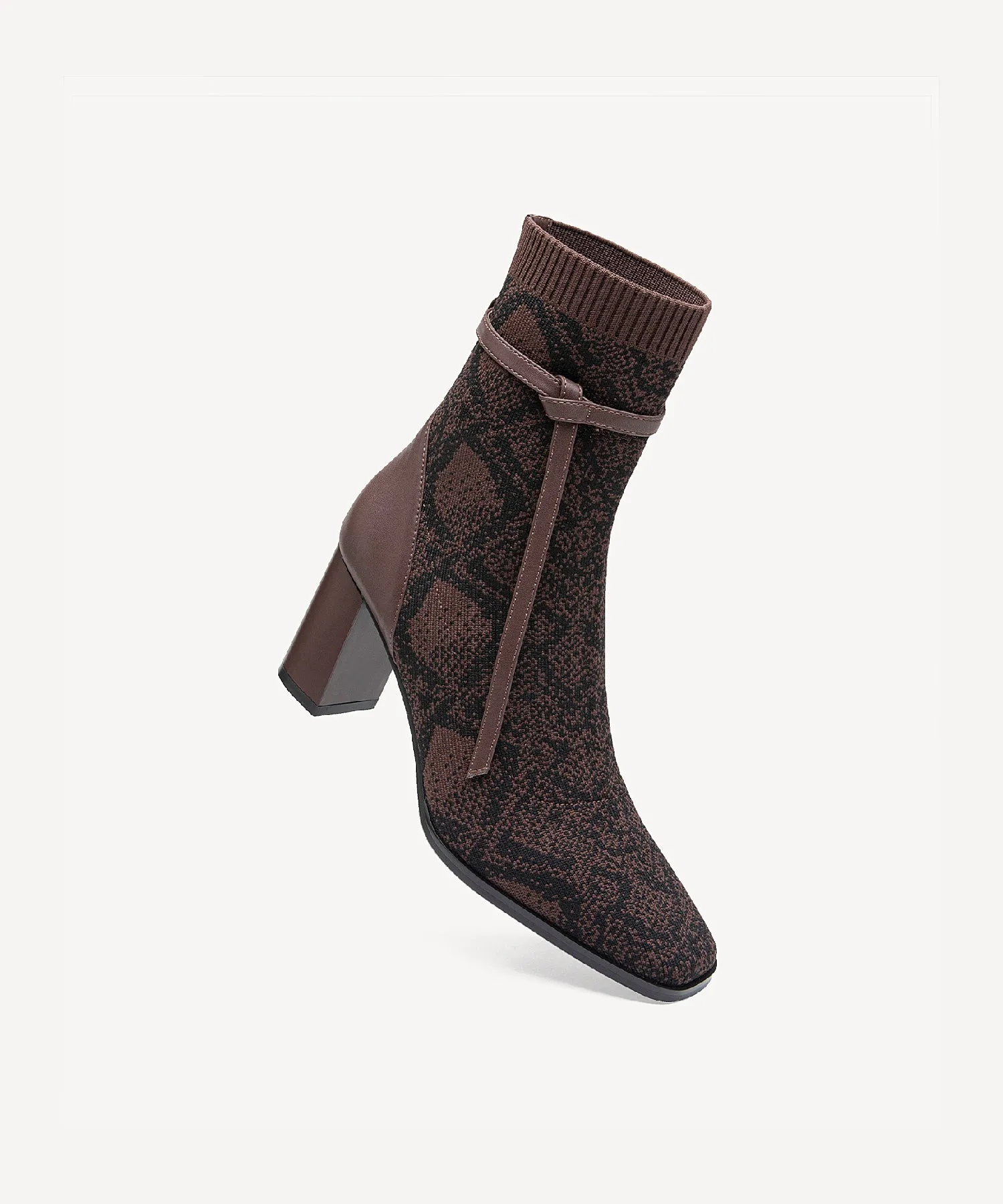 Commute Square Toe Chunky Heeled Ankle Boots  Velvet Black