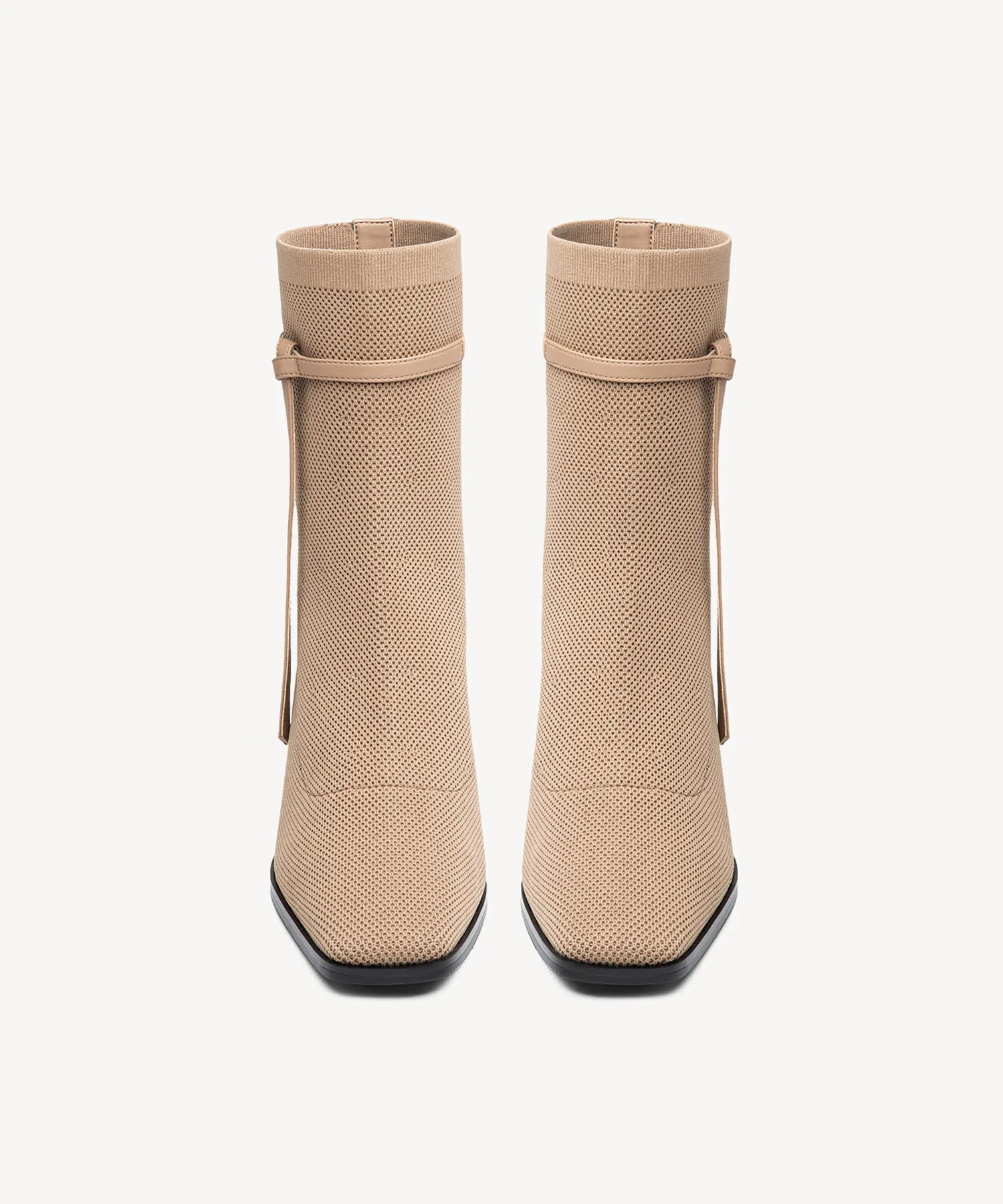 Commute Square Toe Chunky Heeled Ankle Boots  Velvet Black