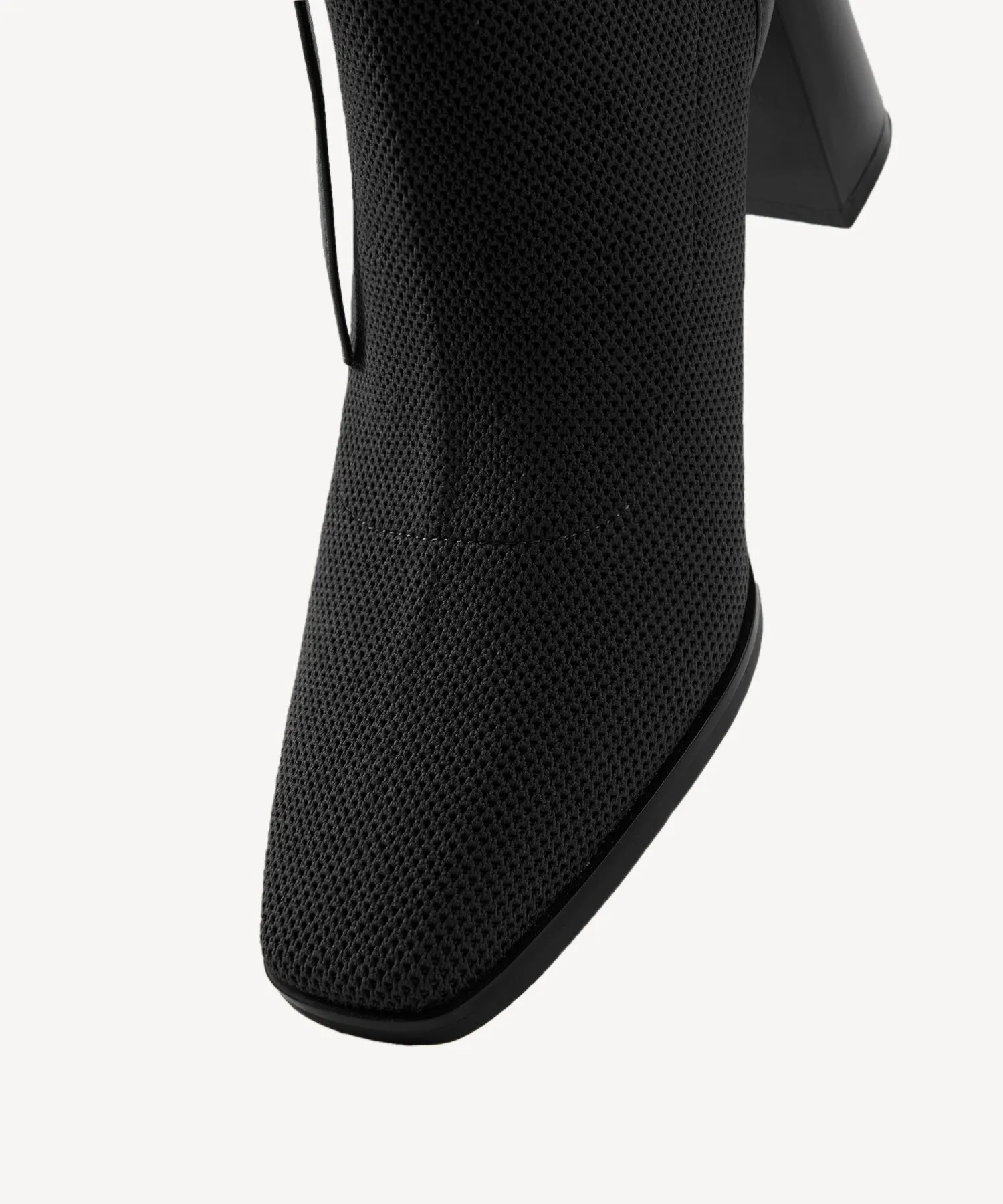 Commute Square Toe Chunky Heeled Ankle Boots  Velvet Black