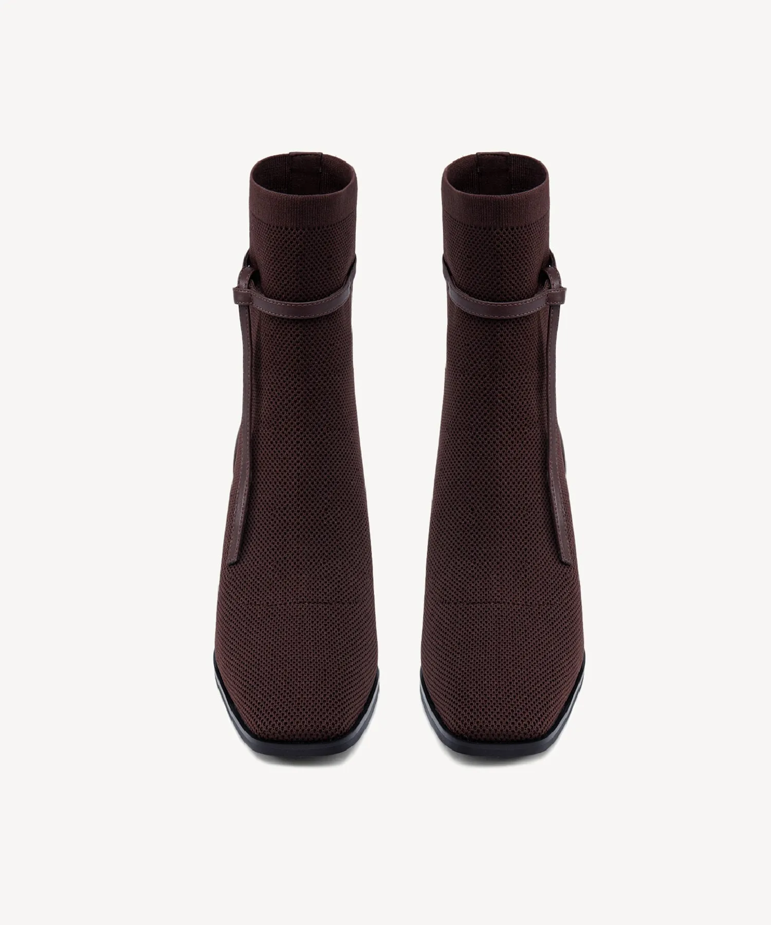 Commute Square Toe Chunky Heeled Ankle Boots  Velvet Black