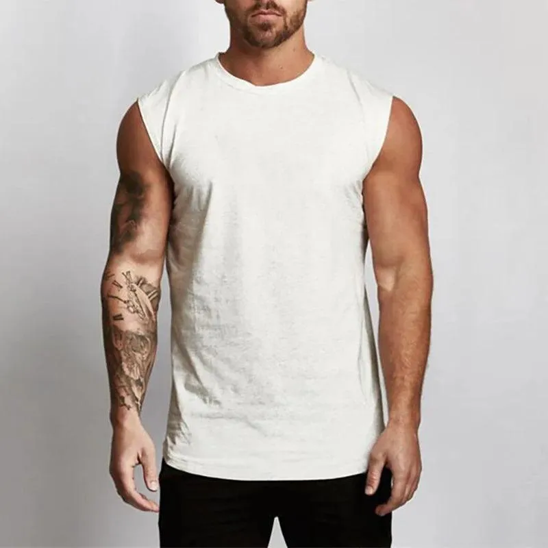 Cotton Gym Clothing Mens Workout Sleeveless Shirt