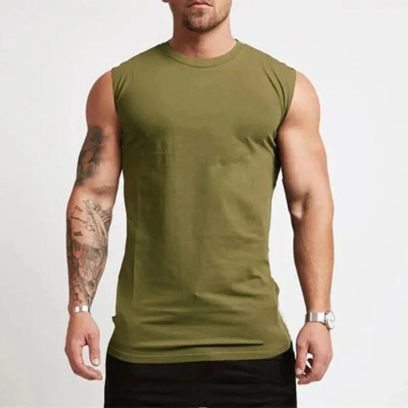 Cotton Gym Clothing Mens Workout Sleeveless Shirt