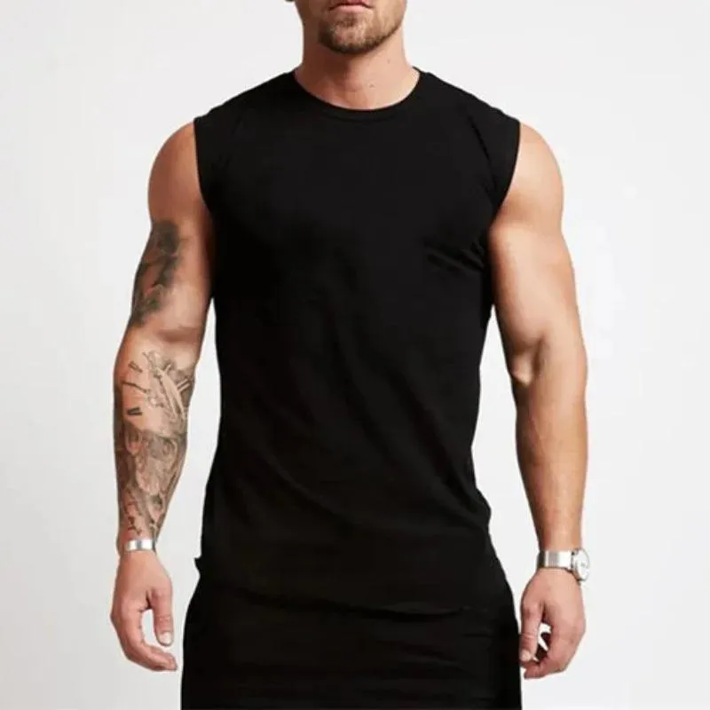 Cotton Gym Clothing Mens Workout Sleeveless Shirt