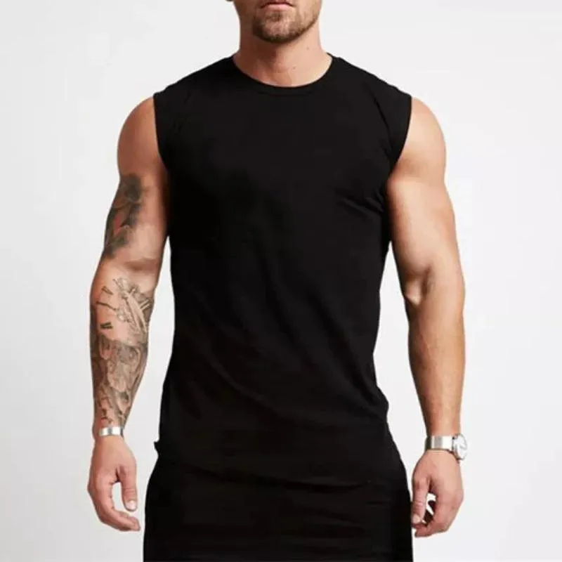 Cotton Gym Clothing Mens Workout Sleeveless Shirt