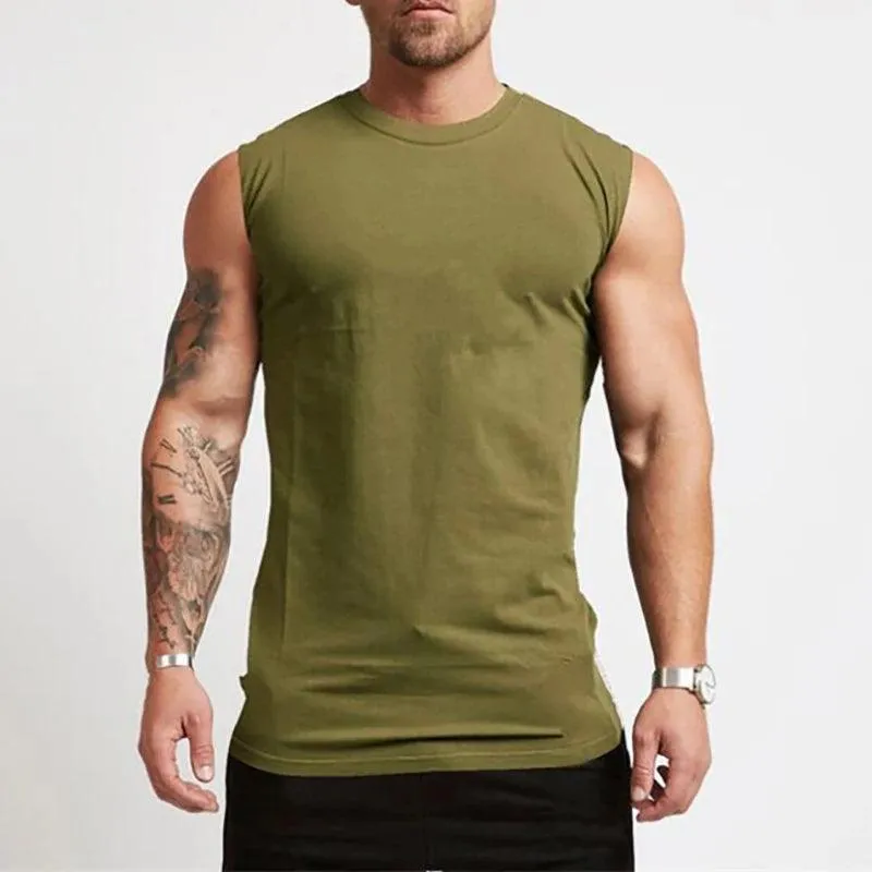 Cotton Gym Clothing Mens Workout Sleeveless Shirt