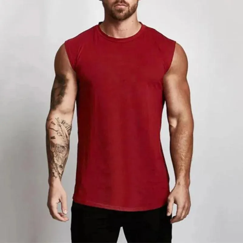Cotton Gym Clothing Mens Workout Sleeveless Shirt