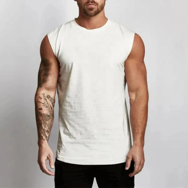 Cotton Gym Clothing Mens Workout Sleeveless Shirt