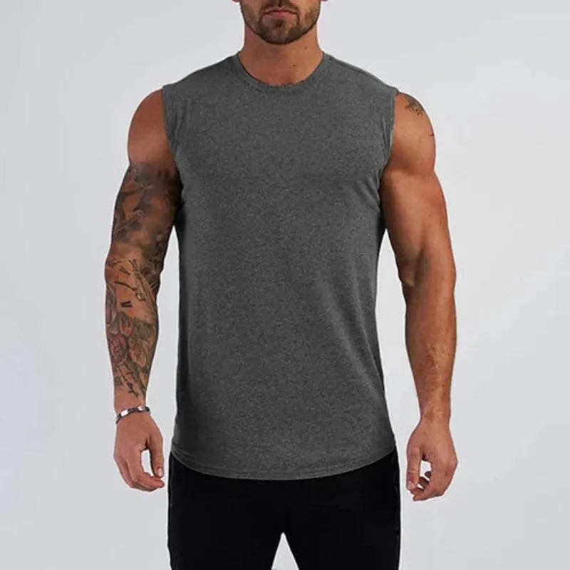 Cotton Gym Clothing Mens Workout Sleeveless Shirt