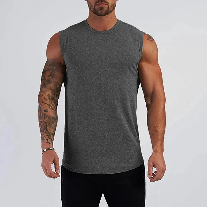 Cotton Gym Clothing Mens Workout Sleeveless Shirt