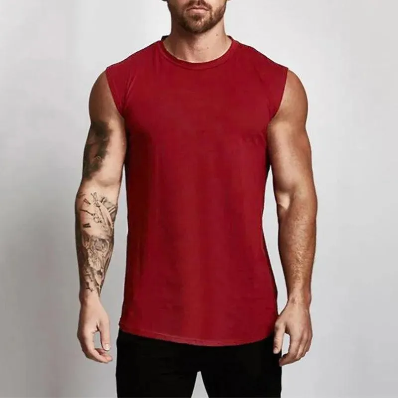 Cotton Gym Clothing Mens Workout Sleeveless Shirt
