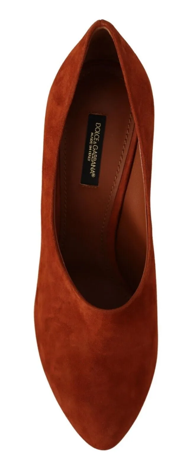 Dolce & Gabbana Brown Suede Leather Block Heels Pumps Shoes