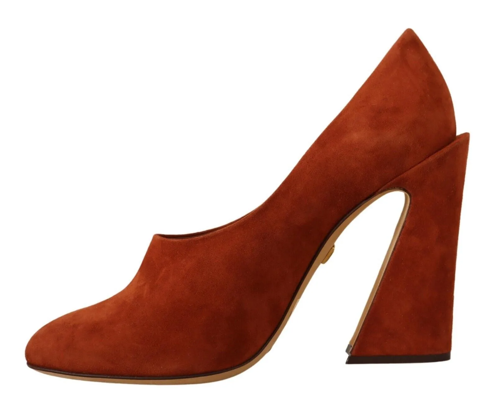 Dolce & Gabbana Brown Suede Leather Block Heels Pumps Shoes
