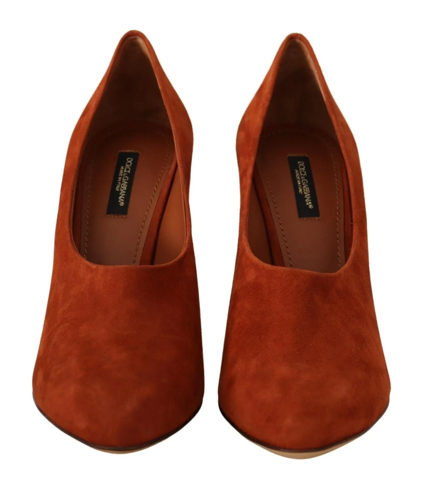 Dolce & Gabbana Brown Suede Leather Block Heels Pumps Shoes