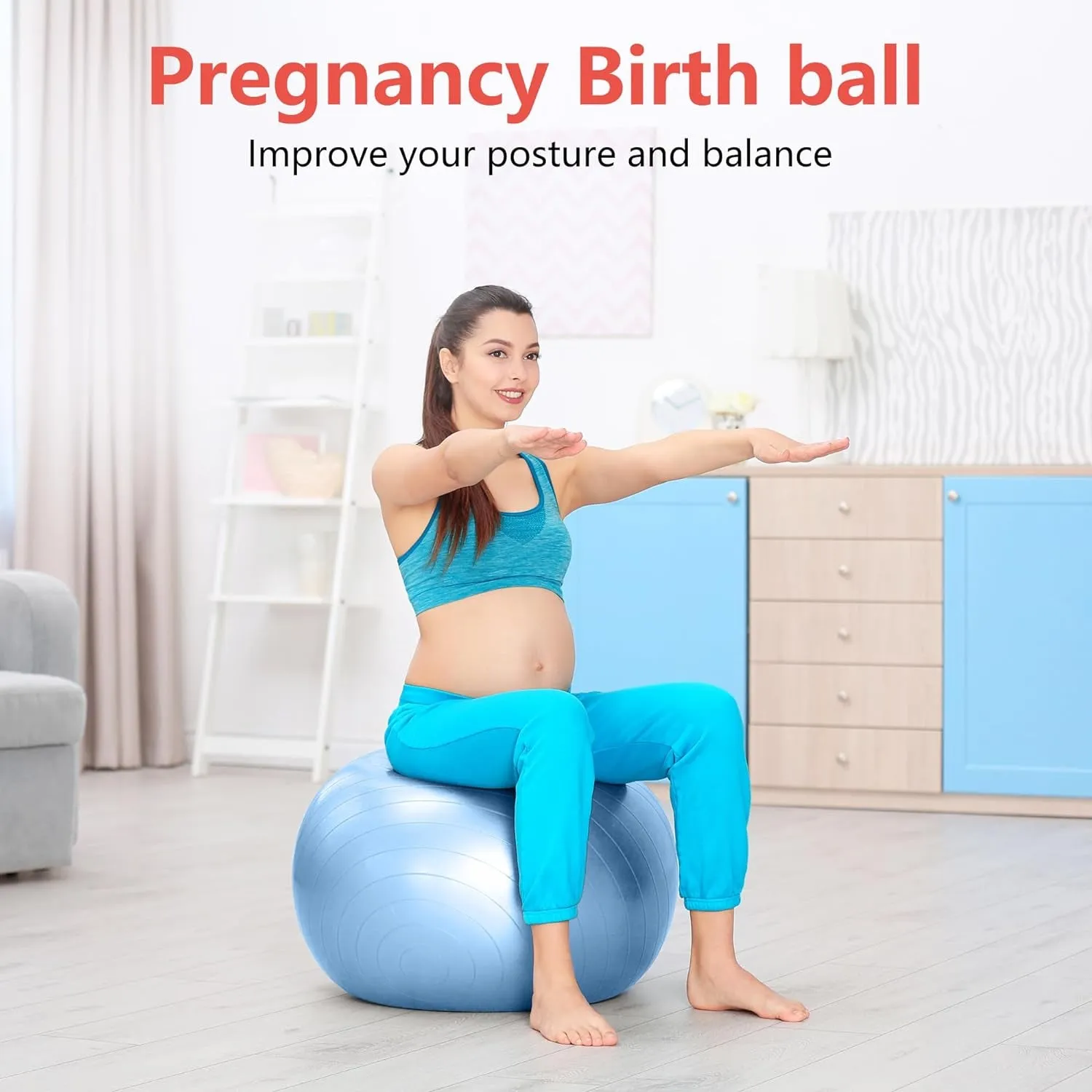 Exercise Ball Anti-Burst Pregnancy Yoga Ball for Balance Stability Fitness Workout Core Strength at Home & Office