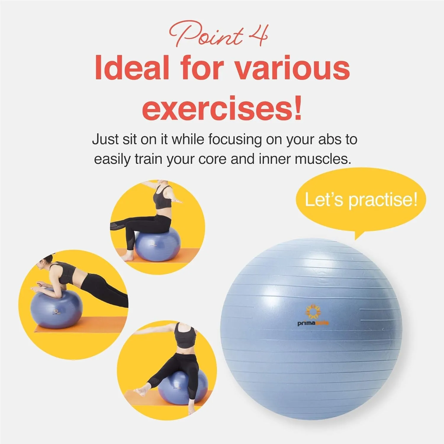Exercise Ball Anti-Burst Pregnancy Yoga Ball for Balance Stability Fitness Workout Core Strength at Home & Office