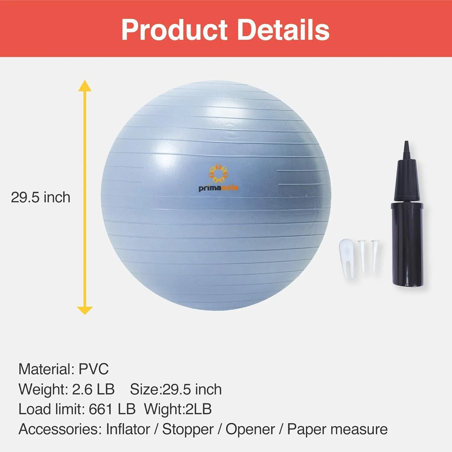 Exercise Ball Anti-Burst Pregnancy Yoga Ball for Balance Stability Fitness Workout Core Strength at Home & Office