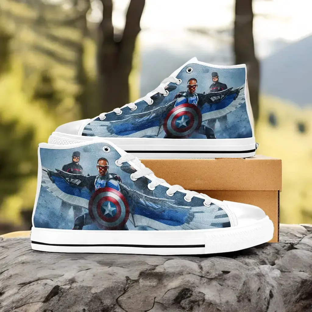 Falcon Captain America Winter Soldier Shoes High Top Sneakers for Kids and Adults