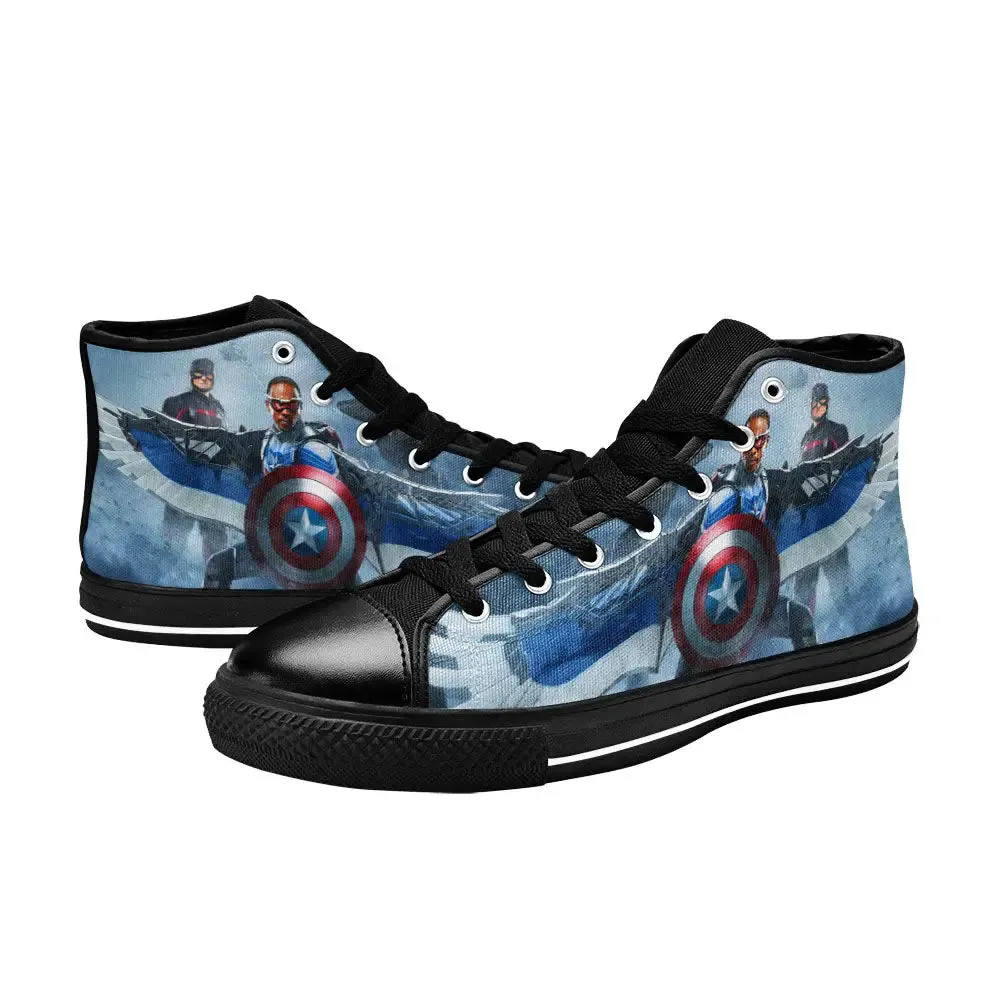 Falcon Captain America Winter Soldier Shoes High Top Sneakers for Kids and Adults