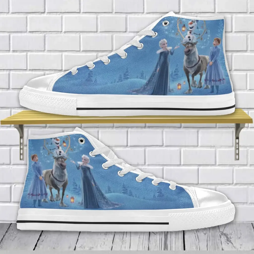 Frozen Shoes Elsa Anna Olaf Sven Winter Deer Shoes High Top Sneakers for Kids and Adults
