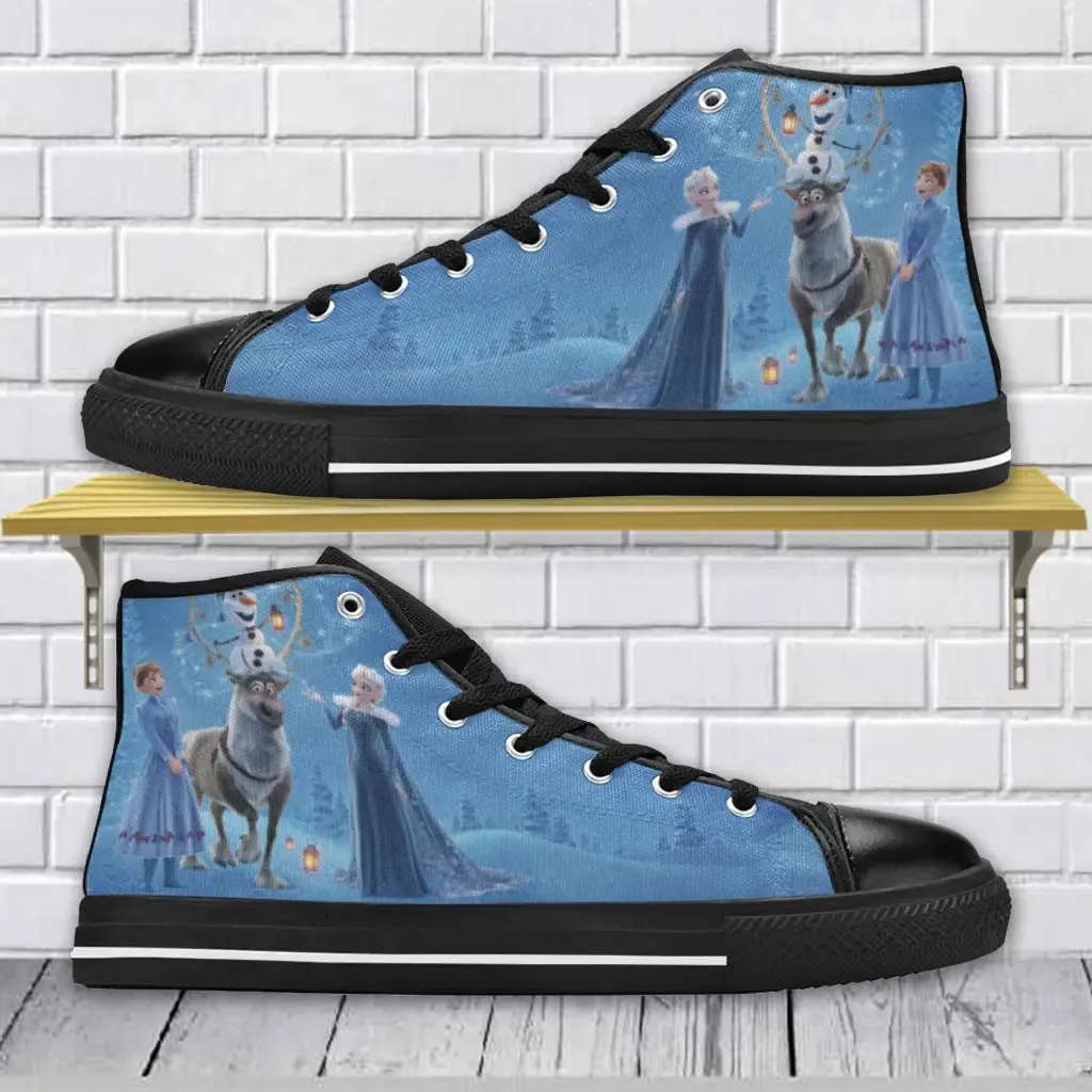 Frozen Shoes Elsa Anna Olaf Sven Winter Deer Shoes High Top Sneakers for Kids and Adults