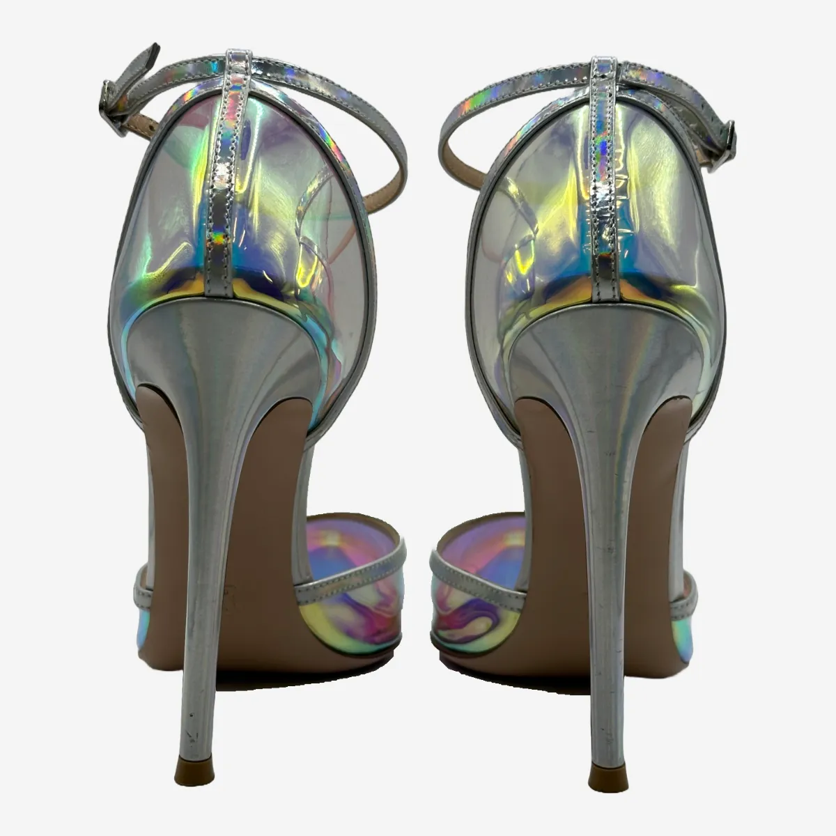 Gianvito Rossi multicoloured holographic vinyl heeled pumps