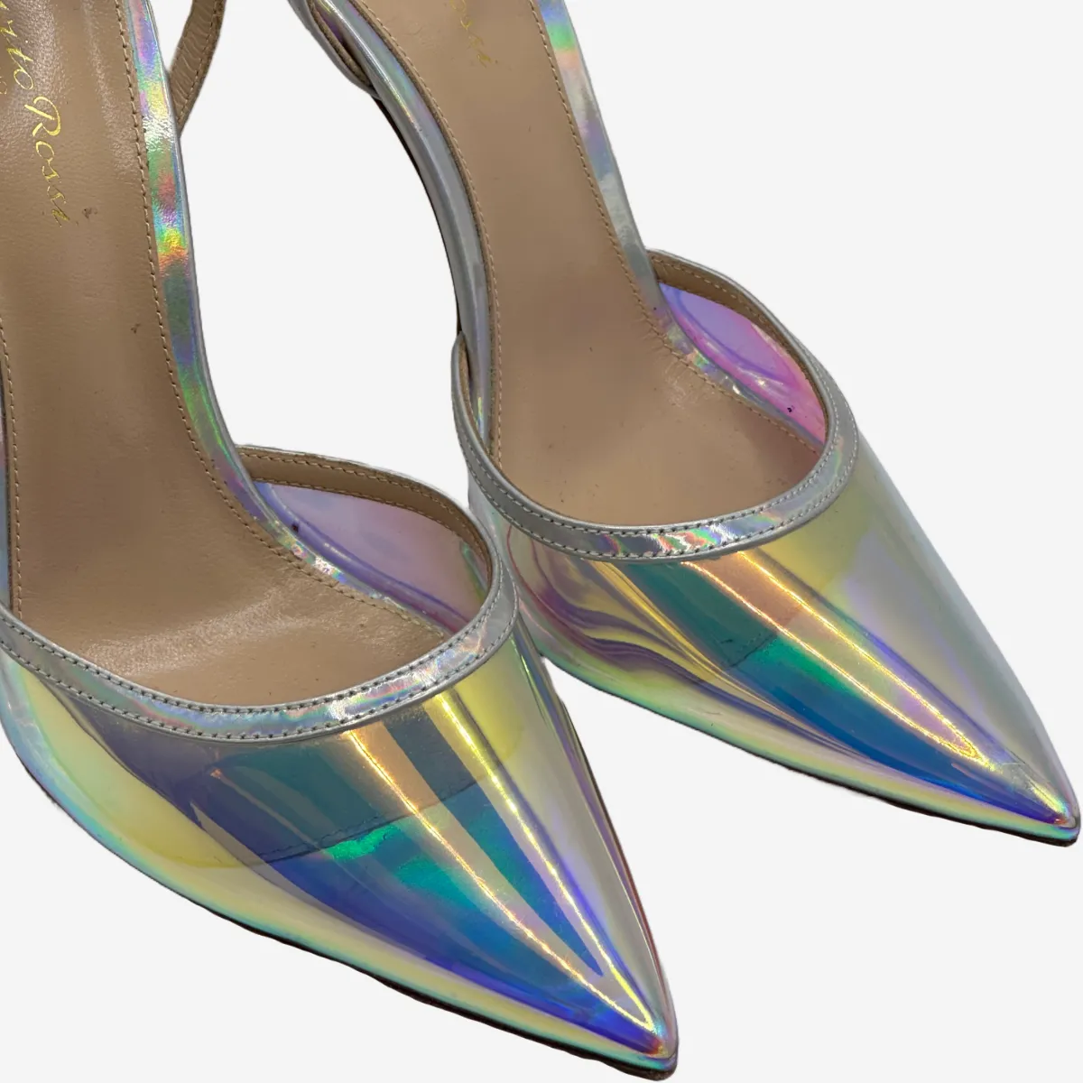 Gianvito Rossi multicoloured holographic vinyl heeled pumps