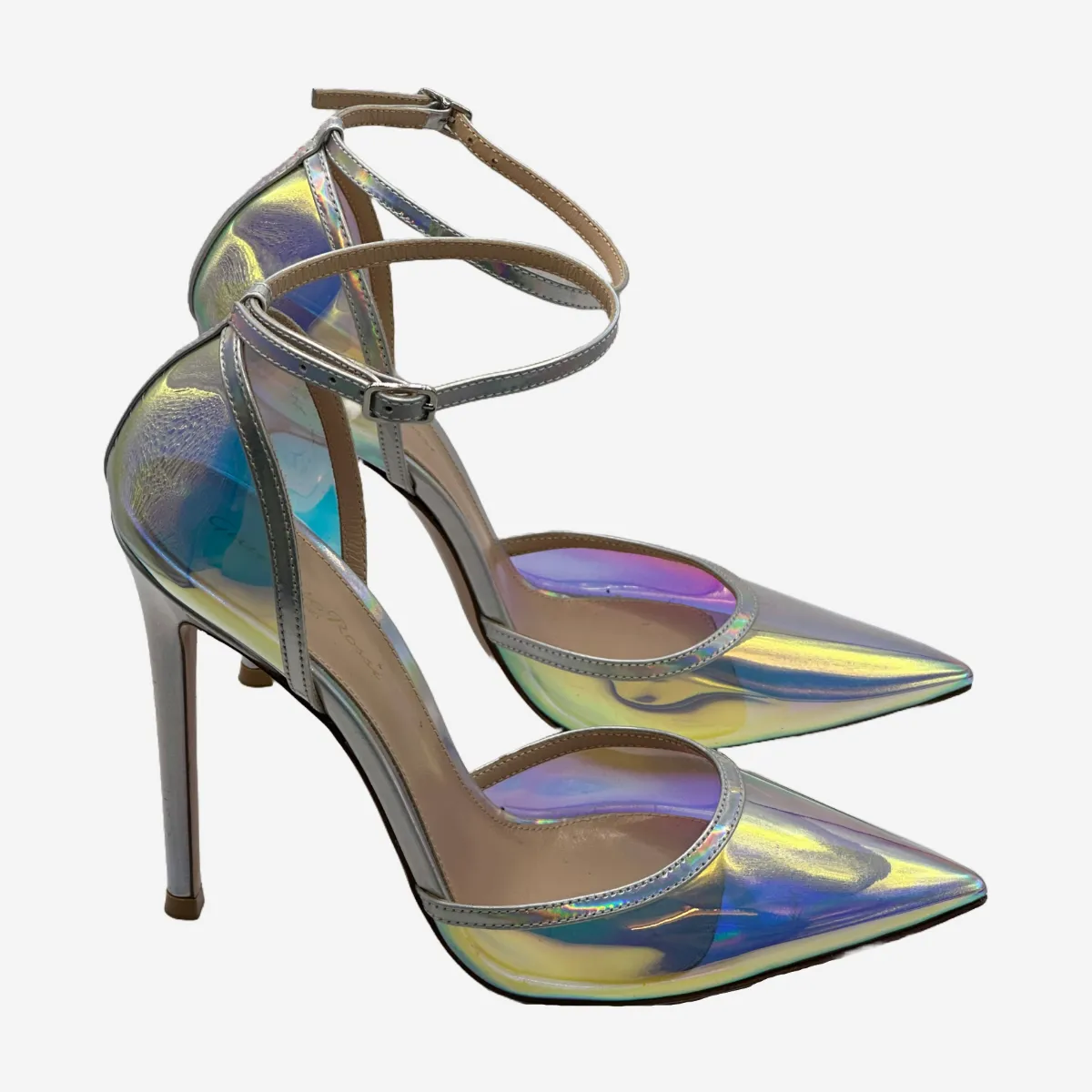 Gianvito Rossi multicoloured holographic vinyl heeled pumps