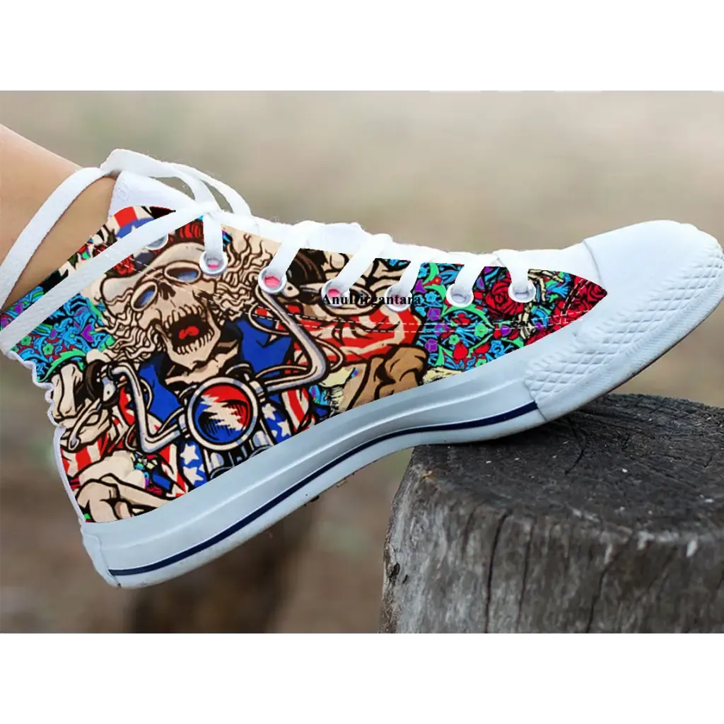 GRATEFUL DEAD Rock Band Motor Shoes High Top Sneakers for Kids and Adults