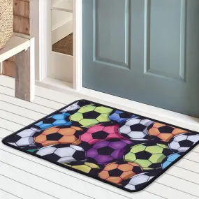 Heart Home Door Mat for Kids Room|Anti Skid Door Mat for Kids Bedroom|Microfiber Football Pattern Door Mat (Multicolor)