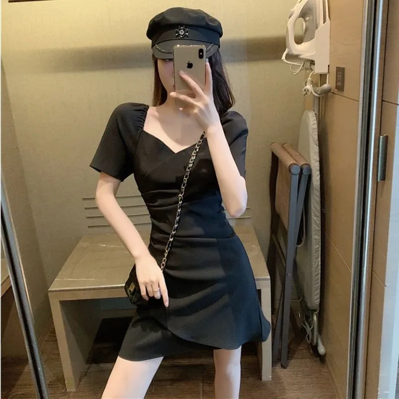 Joskaa hoco dresses Dress Women Irregular Khaki Elegant Temperament Solid Korean Style Trendy Leisure Streetwear Oversize 2XL All-match New Female