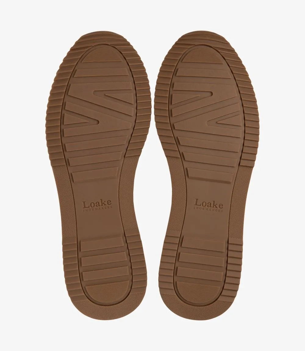 LOAKE BANNISTER BROWN SUEDE TRAINER RUBBER SOLE F-MEDIUM