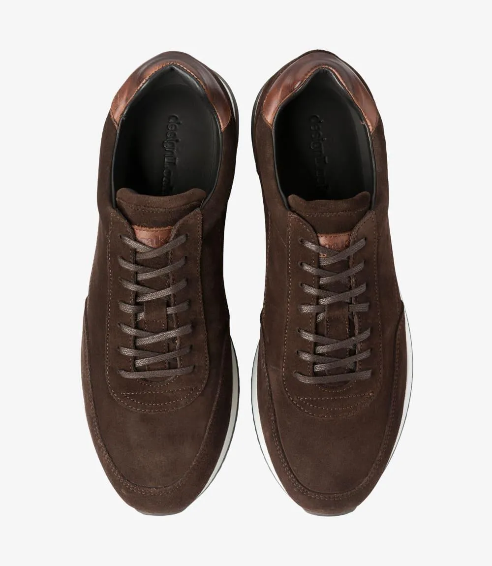 LOAKE BANNISTER BROWN SUEDE TRAINER RUBBER SOLE F-MEDIUM