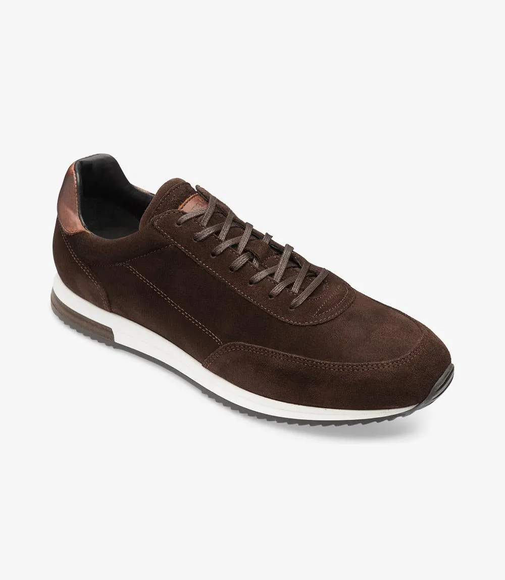 LOAKE BANNISTER BROWN SUEDE TRAINER RUBBER SOLE F-MEDIUM
