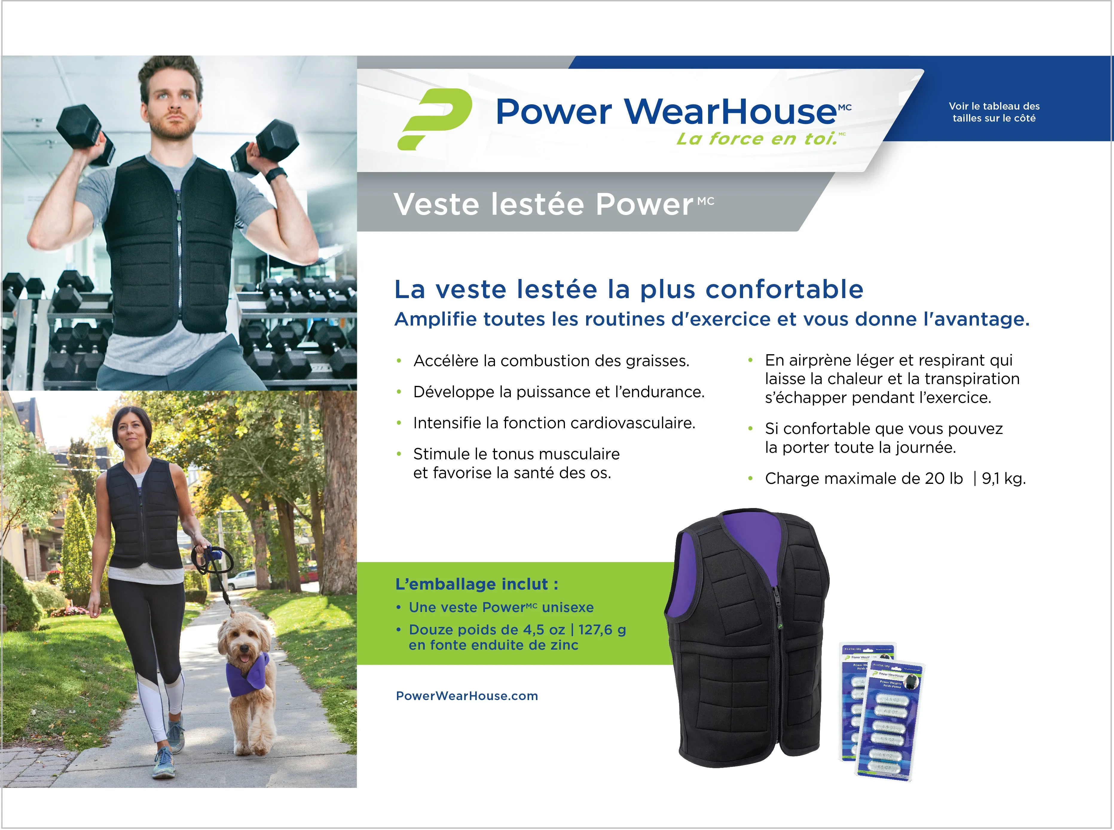 Power Wearhouse Power Weighted Vest , X-Large (42.5" - 45.5")